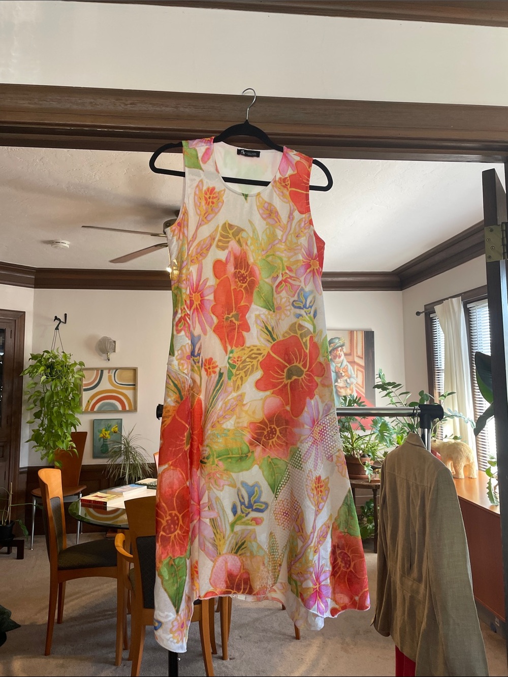 Floral Sleeveless Summer Dress - White with Floral Print